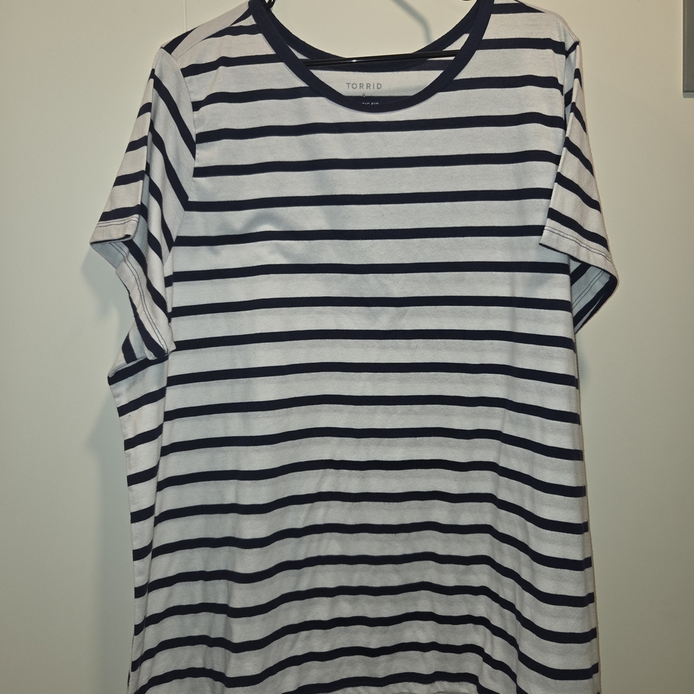 Torrid Black and White Striped T-Shirt